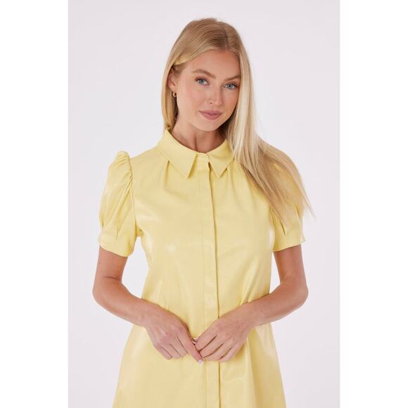 Dolce Cabo Faux Leather Mini Dress with Puff Sleeves - Picture 3 of 9